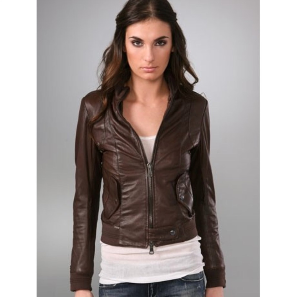 S.W.O.R.D Lucca Leather Jacket-Brandy color